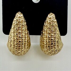 Gold Textured Teardrop Earrings